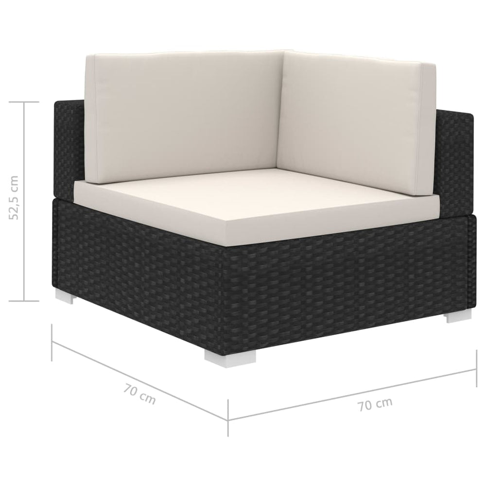8-delige Loungeset met kussens poly rattan zwart MeubelReus
