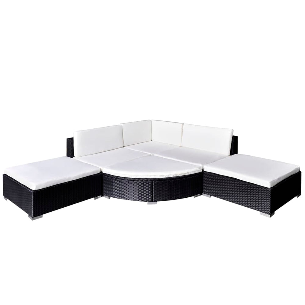 6-delige Loungeset met kussens poly rattan zwart MeubelReus
