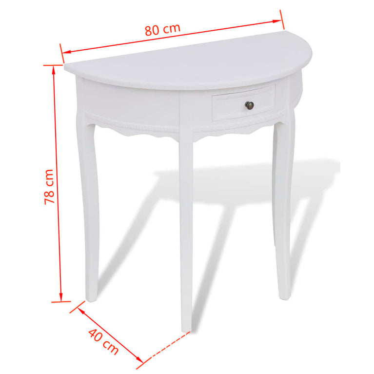 Wandtafel met lade halfrond wit MeubelReus