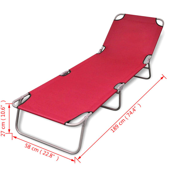 Ligbed inklapbaar gepoedercoat staal rood MeubelReus