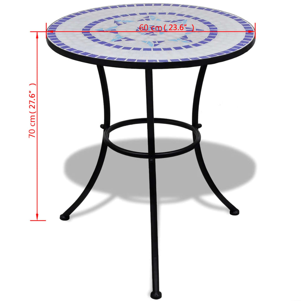 Bistrotafel 60 cm mozaïek blauw en wit MeubelReus