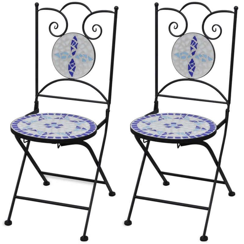 Bistrostoelen inklapbaar 2 st keramiek blauw en wit