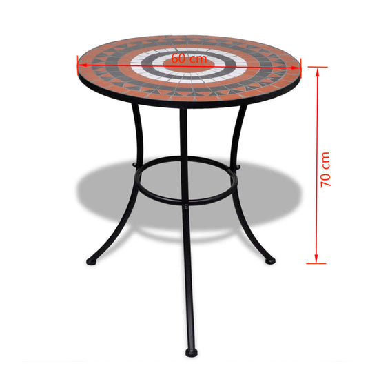 Bistrotafel 60 cm mozaïek terracottakleurig en wit MeubelReus