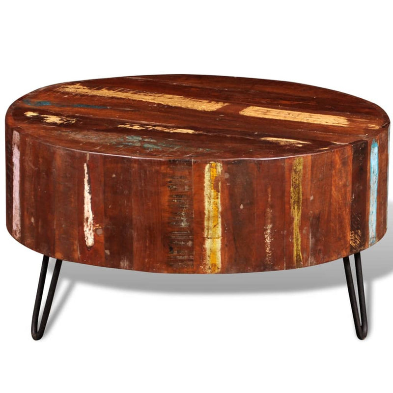 Salontafel rond massief gerecycled hout MeubelReus
