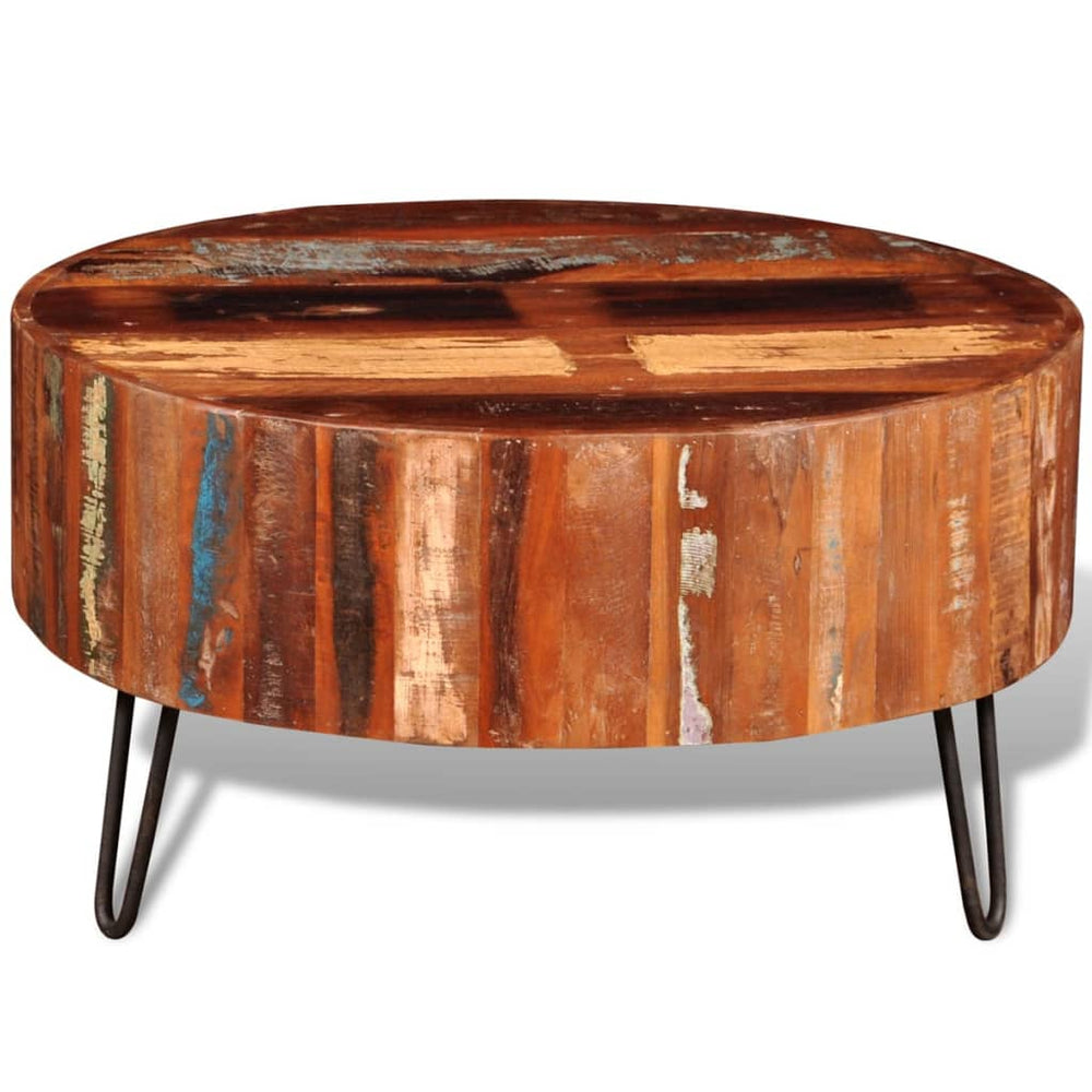 Salontafel rond massief gerecycled hout MeubelReus