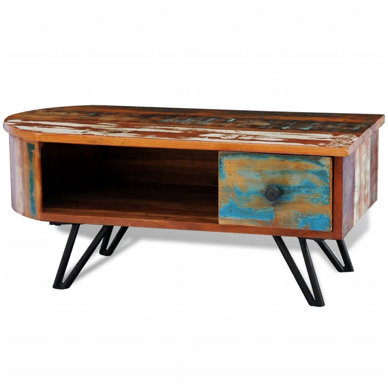 Salontafel met ijzeren poten gerecycled hout MeubelReus
