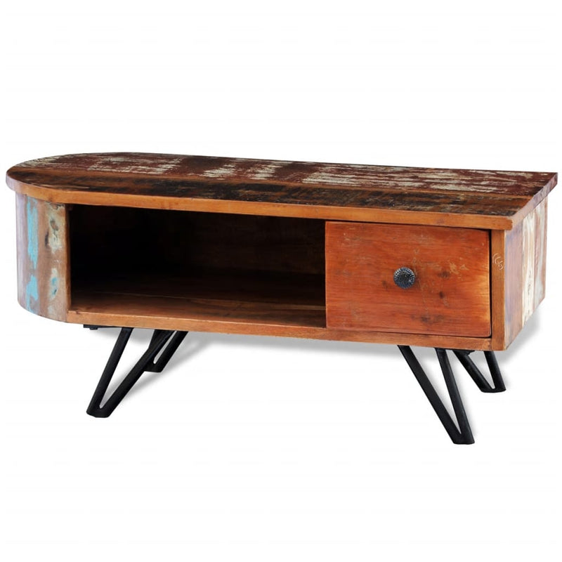 Salontafel met ijzeren poten gerecycled hout MeubelReus