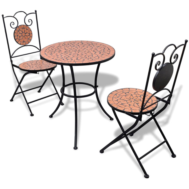 3-delige Bistroset keramische tegel terracotta MeubelReus