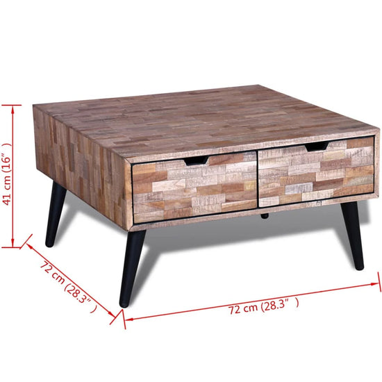 Salontafel met 4 lades gerecycled teakhout MeubelReus