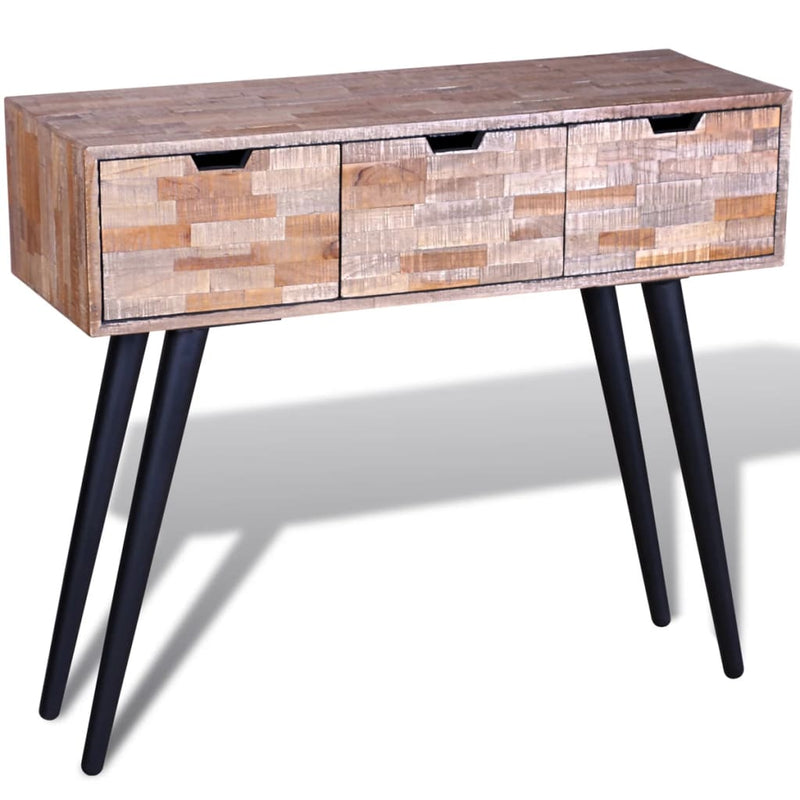 Wandtafel met 3 lades gerecycled teakhout MeubelReus