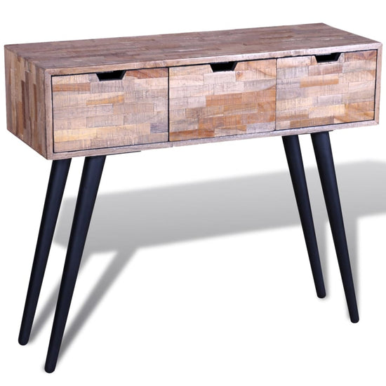 Wandtafel met 3 lades gerecycled teakhout MeubelReus
