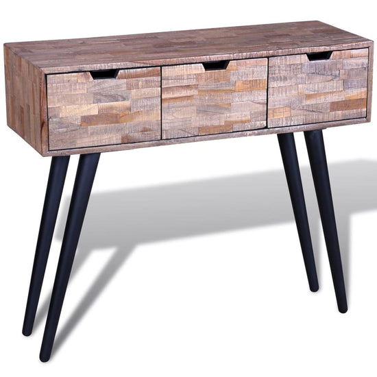 Wandtafel met 3 lades gerecycled teakhout MeubelReus