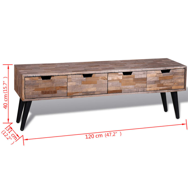 Tv-meubel met vier lades gerecycled teak MeubelReus