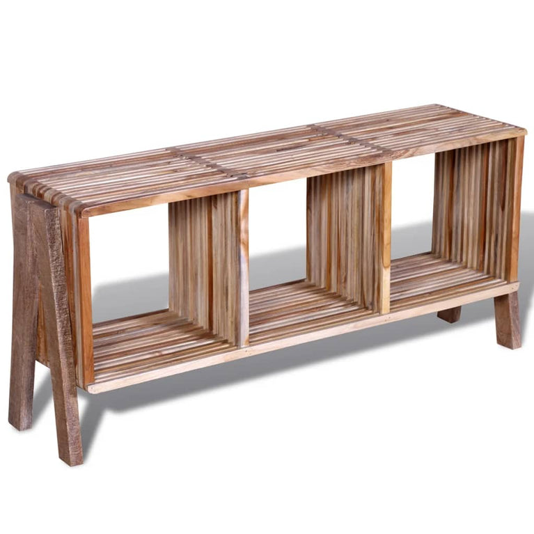 Tv-meubel met 3 vakken gerecycled teak stapelbaar MeubelReus