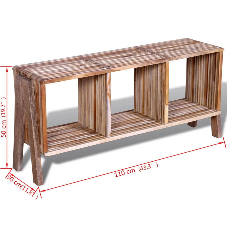 Tv-meubel met 3 vakken gerecycled teak stapelbaar MeubelReus