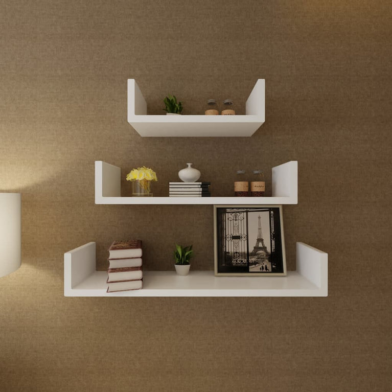 3 st Wandschappen U-vormig MDF wit MeubelReus