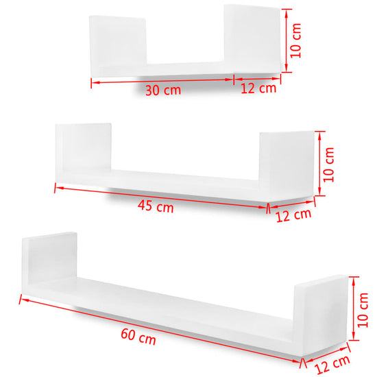 3 st Wandschappen U-vormig MDF wit MeubelReus