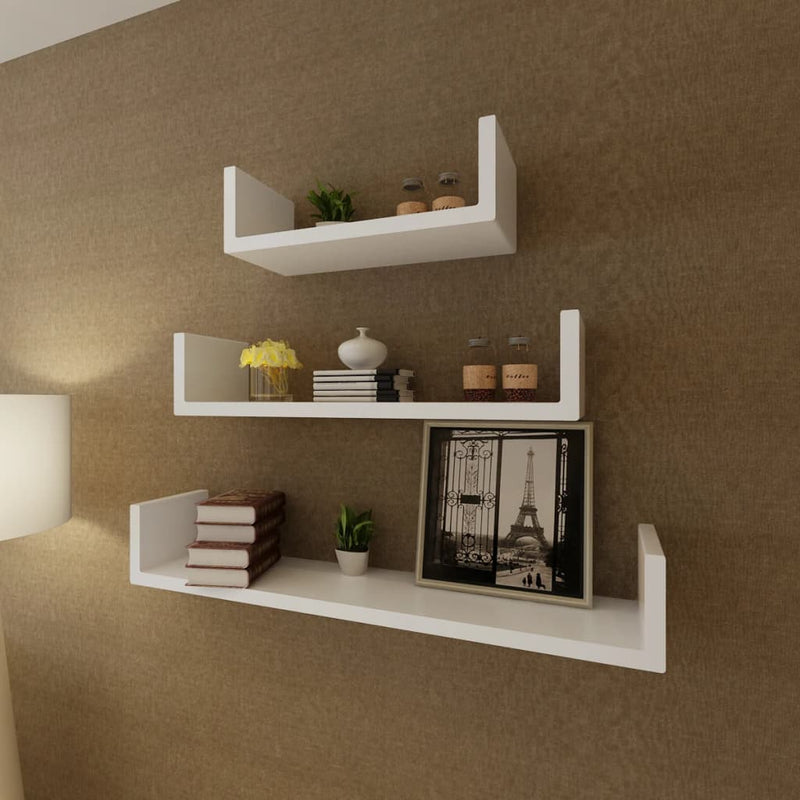 3 st Wandschappen U-vormig MDF wit MeubelReus