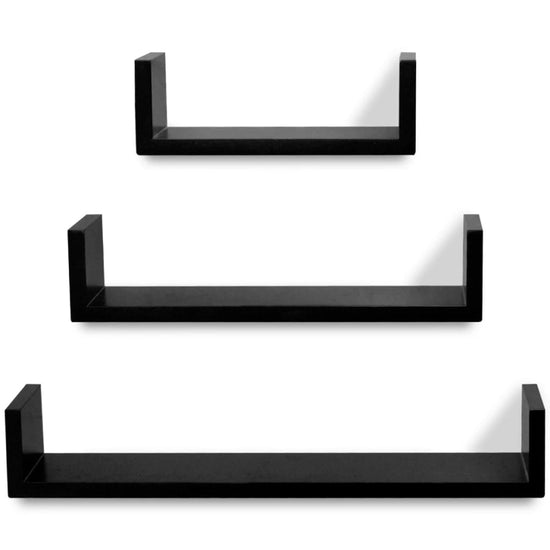 3 st Wandschappen U-vormig MDF zwart MeubelReus