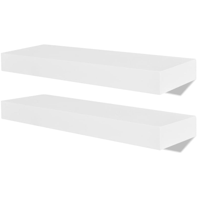 Wandplanken MDF zwevend voor boeken/dvd wit 2 st MeubelReus