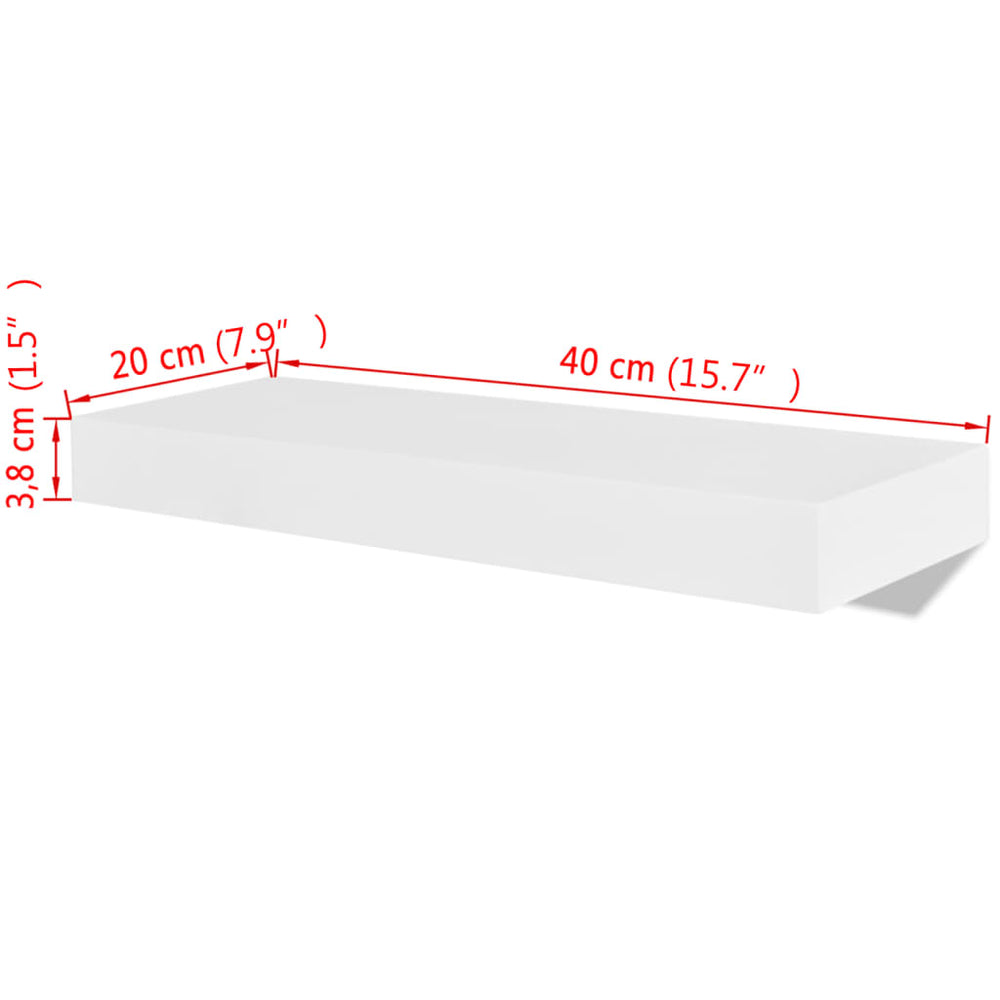 Wandplanken MDF zwevend voor boeken/dvd wit 2 st MeubelReus