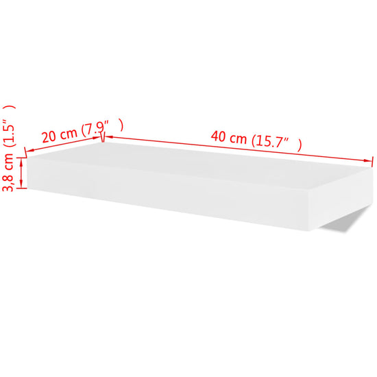 Wandplanken MDF zwevend voor boeken/dvd wit 2 st MeubelReus