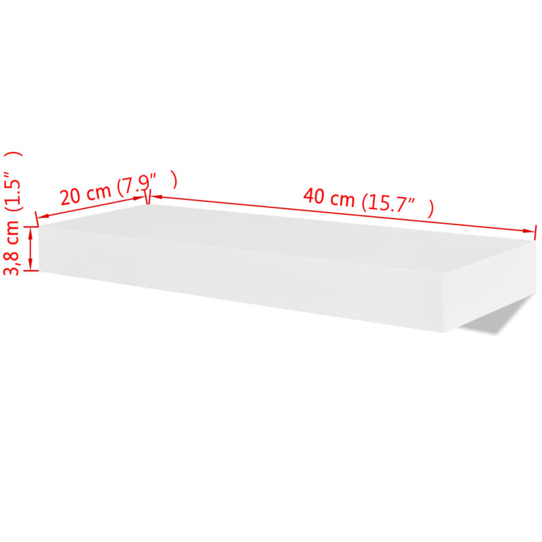 Wandplanken MDF zwevend voor boeken/dvd wit 2 st MeubelReus