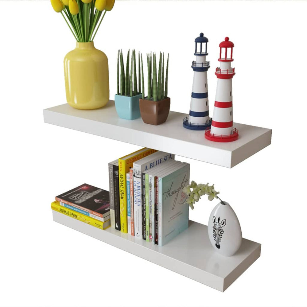 Wandplanken MDF zwevend voor boeken/dvd wit 2 st MeubelReus