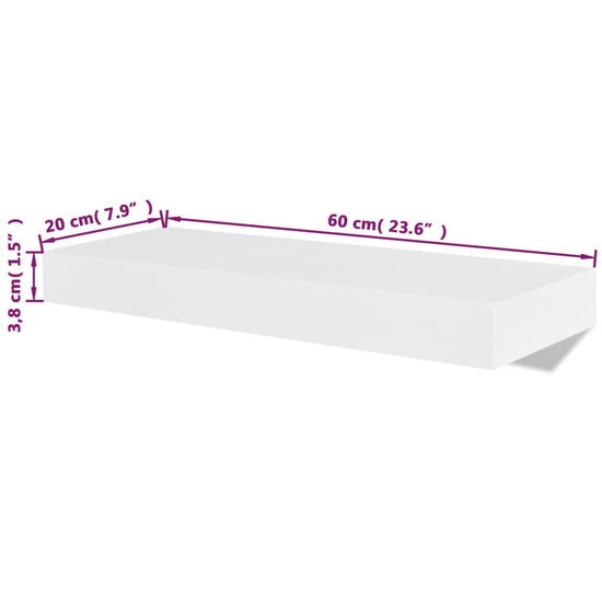 Wandplanken MDF zwevend voor boeken/dvd wit 2 st MeubelReus