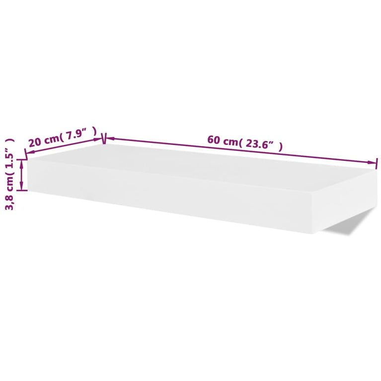 Wandplanken MDF zwevend voor boeken/dvd wit 2 st MeubelReus