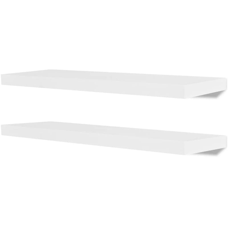 Wandplanken MDF zwevend voor boeken/dvd wit 2 st MeubelReus