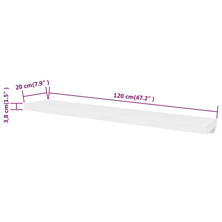 Wandplanken MDF zwevend voor boeken/dvd wit 2 st MeubelReus