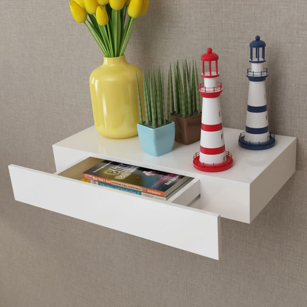 Wandschap met lade zwevend MDF wit MeubelReus