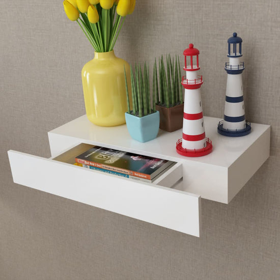 Wandschap met lade zwevend MDF wit MeubelReus