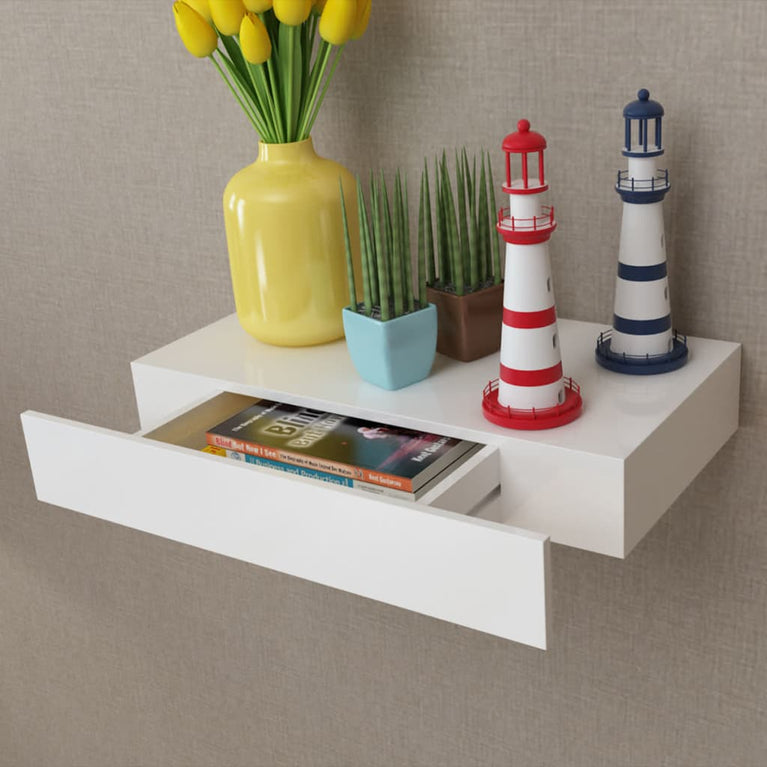 Wandschap met lade zwevend MDF wit MeubelReus