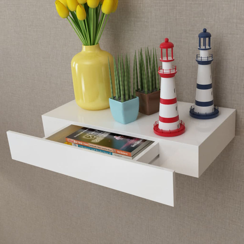 Wandschap met lade zwevend MDF wit MeubelReus