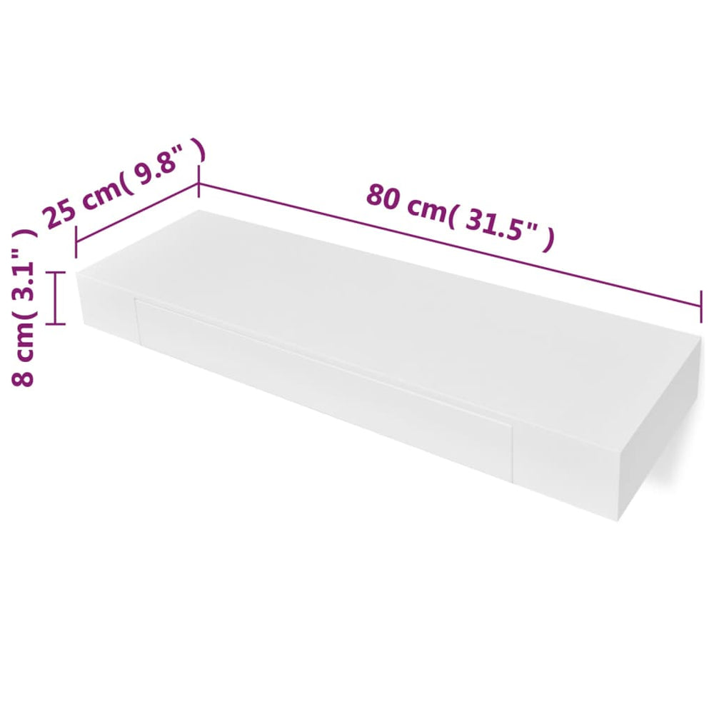 Wandschap met lade zwevend MDF wit MeubelReus