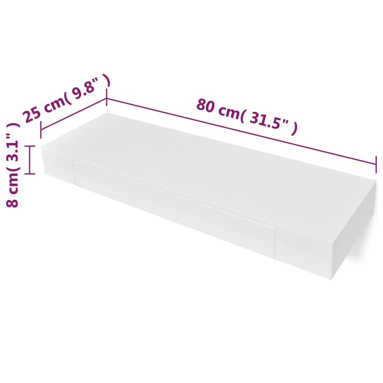 Wandschap met lade zwevend MDF wit MeubelReus