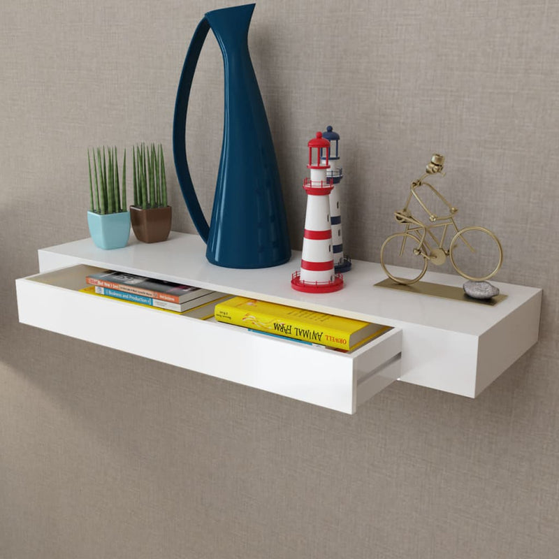 Wandschap met lade zwevend MDF wit MeubelReus