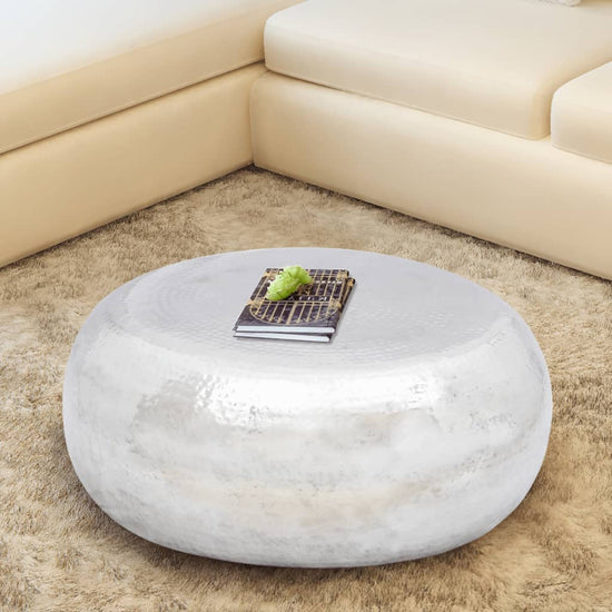 Salontafel gehamerd aluminium zilverkleurig MeubelReus