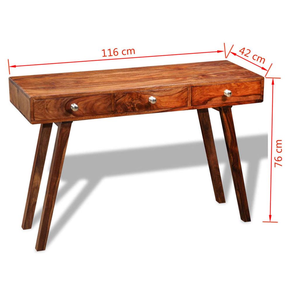 Wandtafel met 3 lades 76 cm massief sheeshamhout MeubelReus