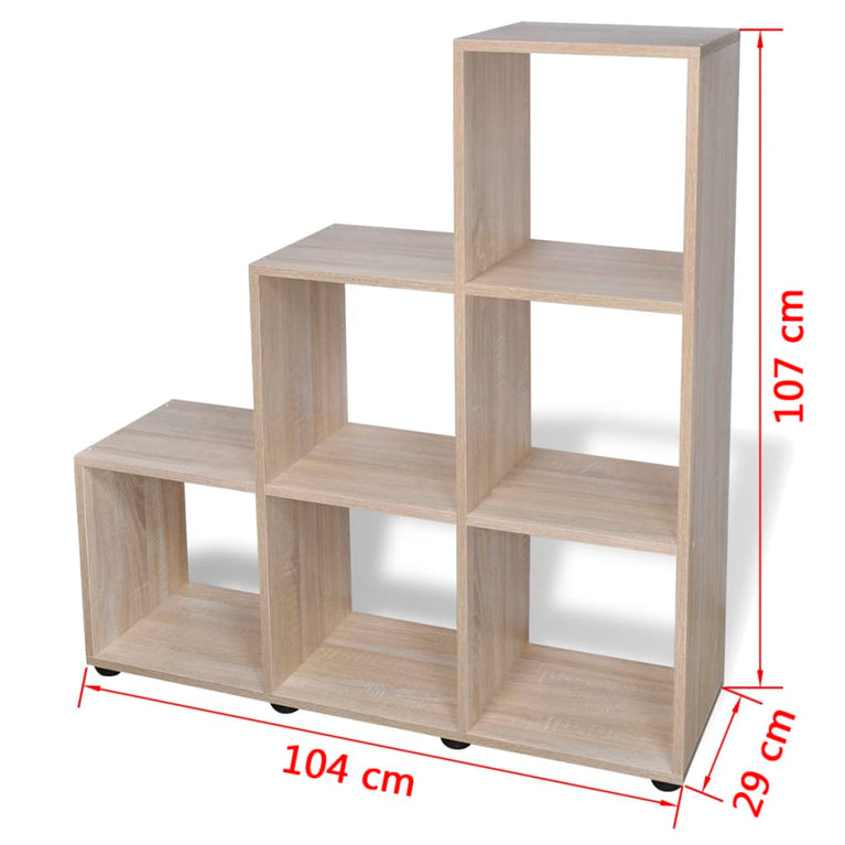 Boekenkast/presentatiemeubel trapvormig 107 cm eikenkleur MeubelReus