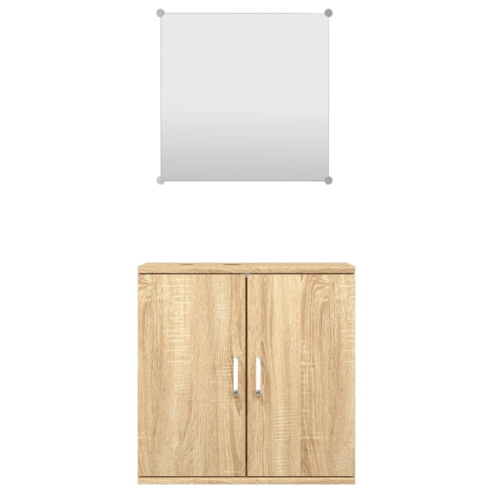 vidaXL 2-delige Badkamermeubelset bewerkt hout eikenkleurig MeubelReus