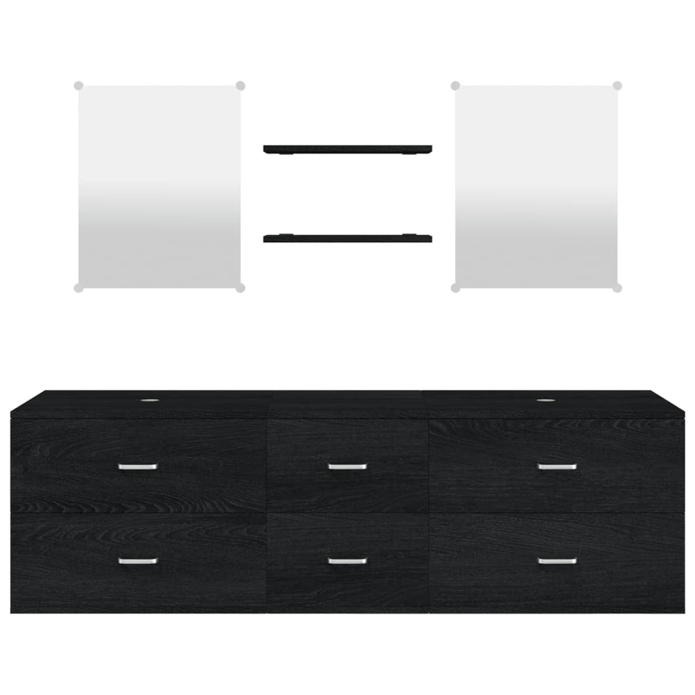 vidaXL 5-delige Badkamermeubelset bewerkt hout zwart MeubelReus