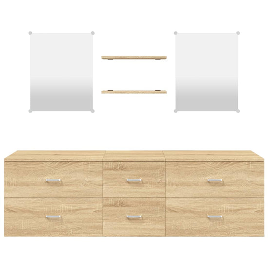 vidaXL 5-delige Badkamermeubelset bewerkt hout eikenkleurig MeubelReus