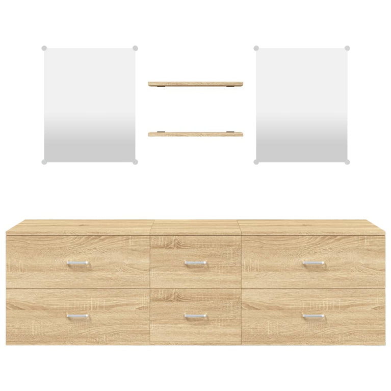 vidaXL 5-delige Badkamermeubelset bewerkt hout eikenkleurig MeubelReus