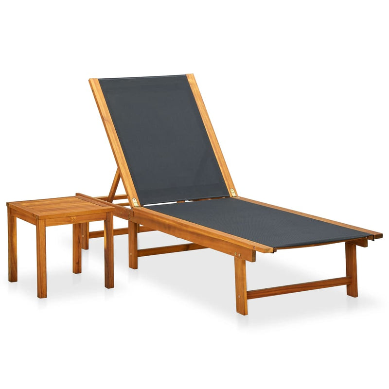 Ligbed met tafel massief acaciahout en textileen MeubelReus