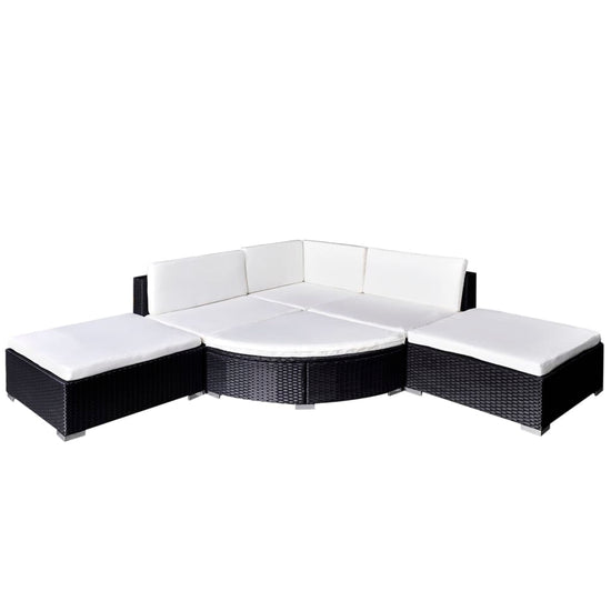 6-delige Loungeset met kussens poly rattan zwart MeubelReus
