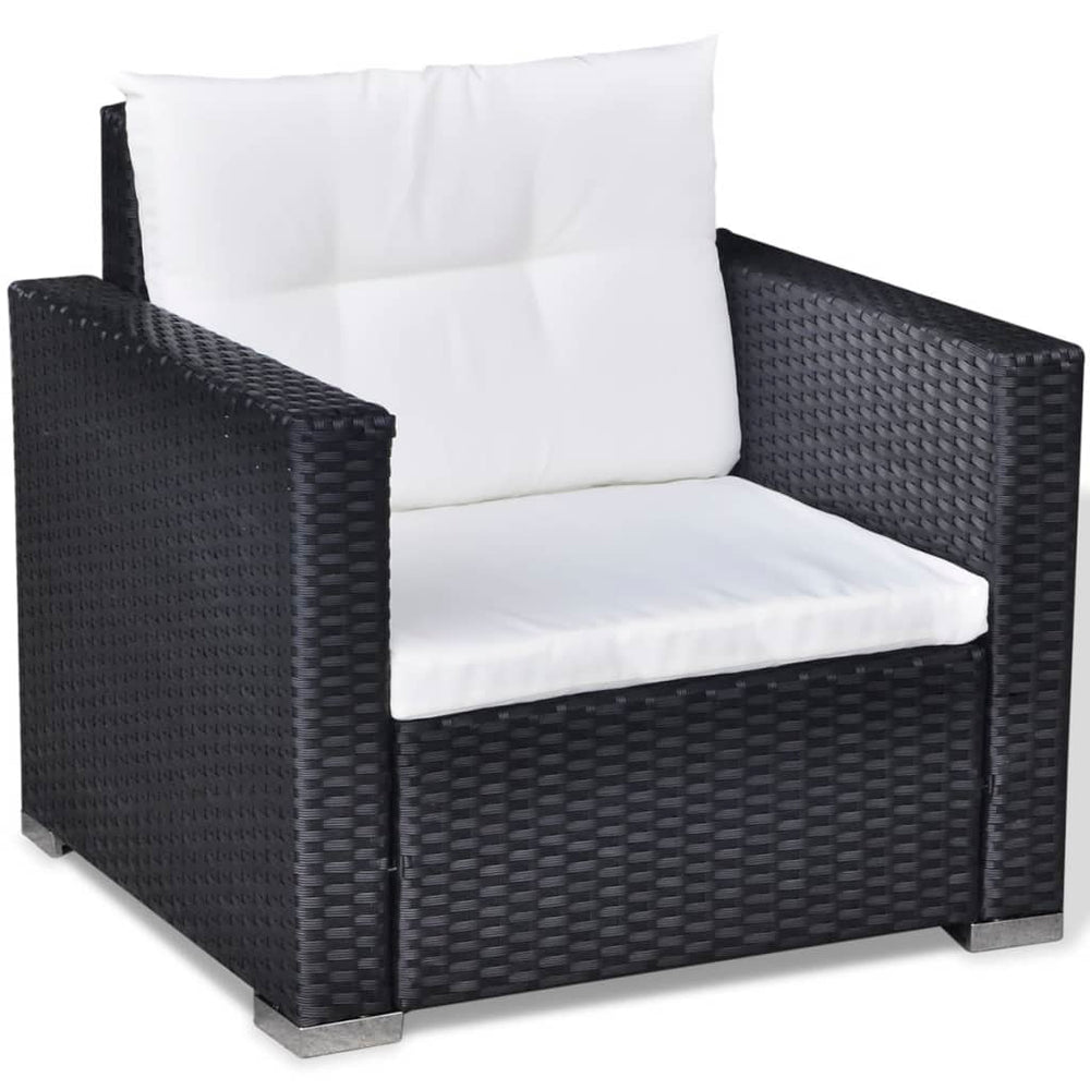 6-delige Loungeset met kussens poly rattan zwart MeubelReus