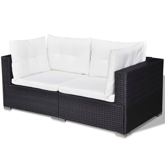 6-delige Loungeset met kussens poly rattan zwart MeubelReus